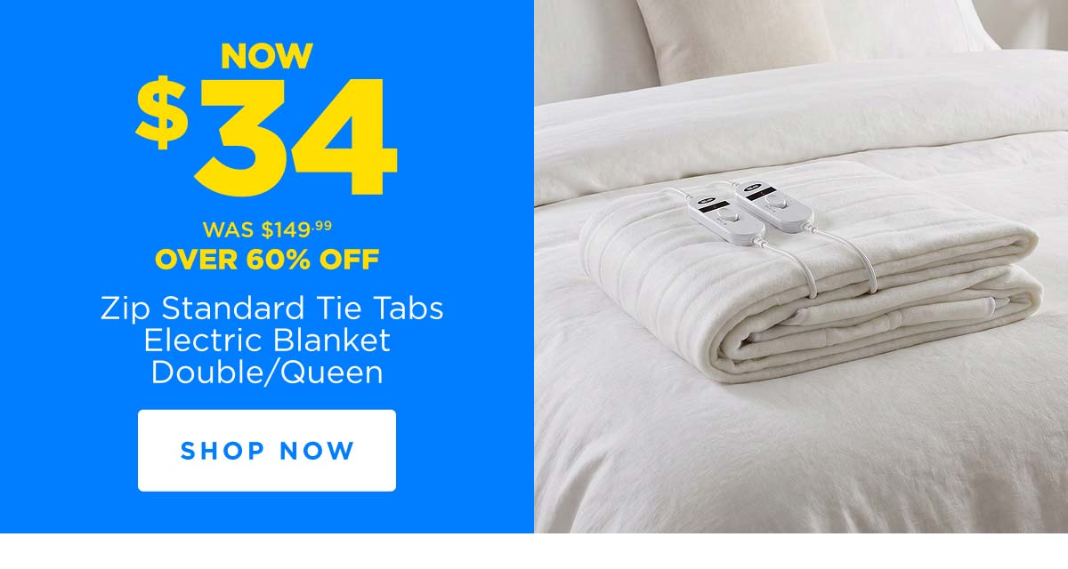 Now $34 Zip Standard Tie Tabs Electric Blanket