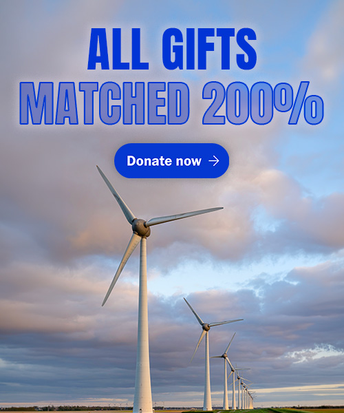 Wind turbines with text 
