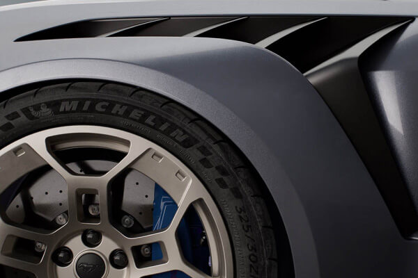 A close‑up view of a Ford Mustang&reg; GTD wheel