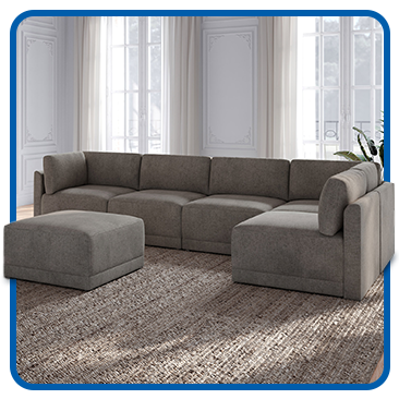 Thomasville Fallon Modular Sectional 6-Piece Gray with Ottoman