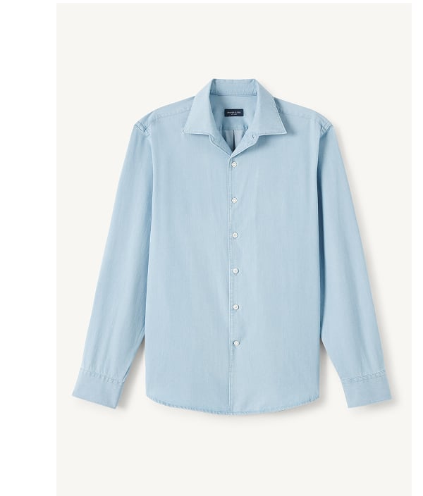 The Riviera Washed Denim Shirt in Light Wash Indigo