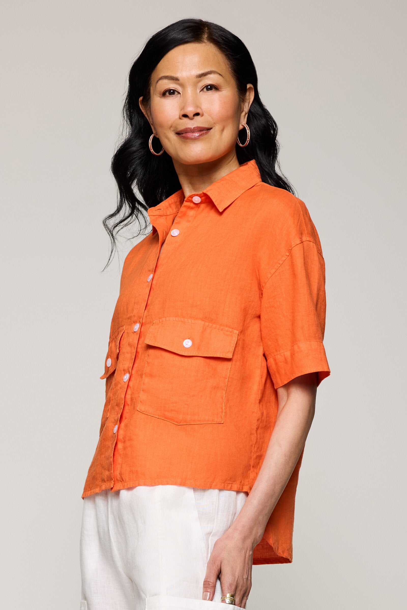 Image of Pure Linen Jorah Camp Shirt - Mandarin