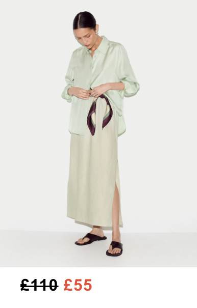 Linen Drawstring Maxi Skirt