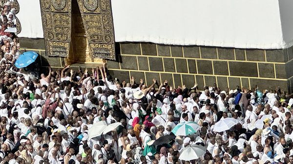 Muslim pilgrims circumambulate the Masjid al-Haram in Mecca, Saudi Arabia 