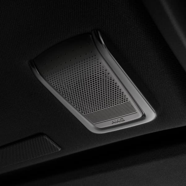 Close-up shot of the 2025 Cadillac VISTIQ’s AKG Studio Audio System.