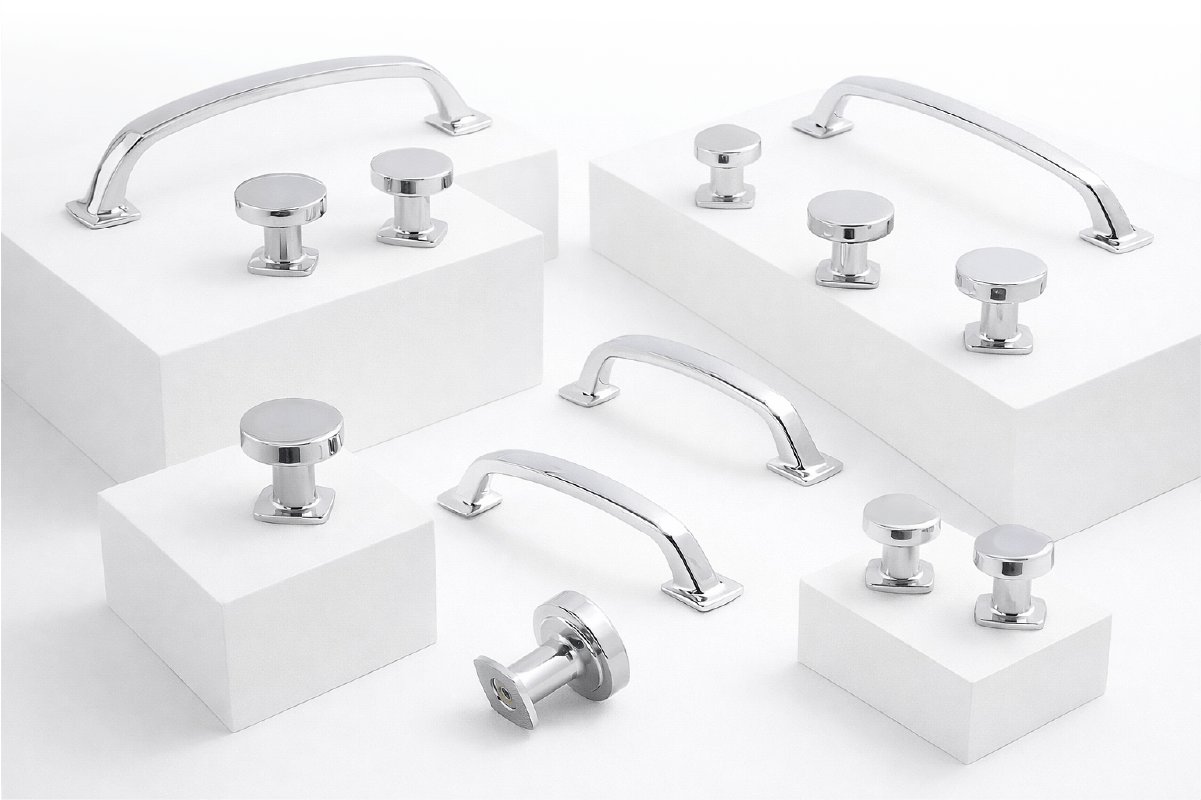 Display of cabinet knobs and pulls