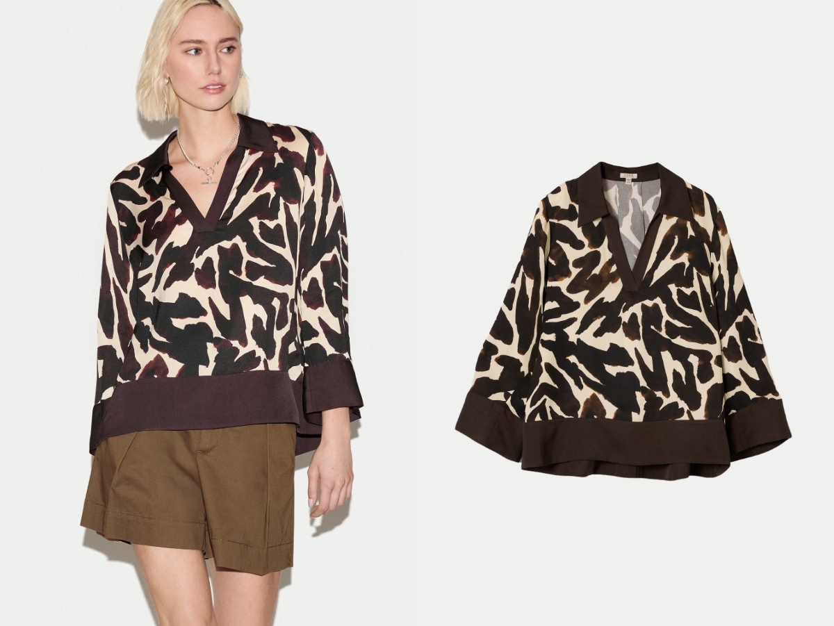 Zebra Satin Long Sleeved Shirt