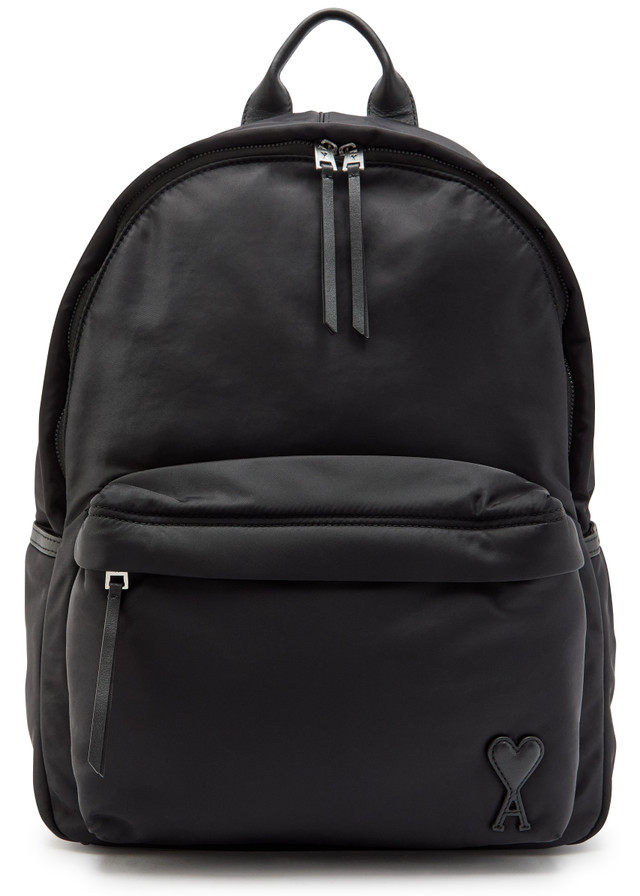 AMI PARIS Marcel logo leather and nylon backpack
