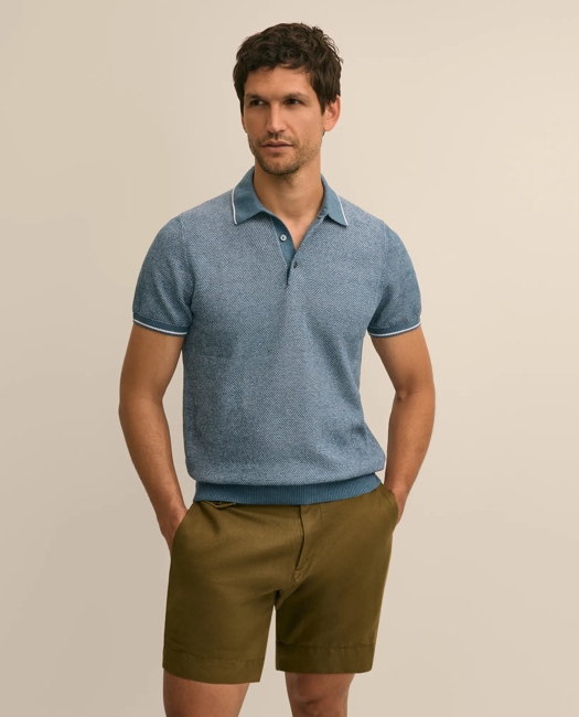 Image of Supima® Cotton Honeycomb Polo Sweater