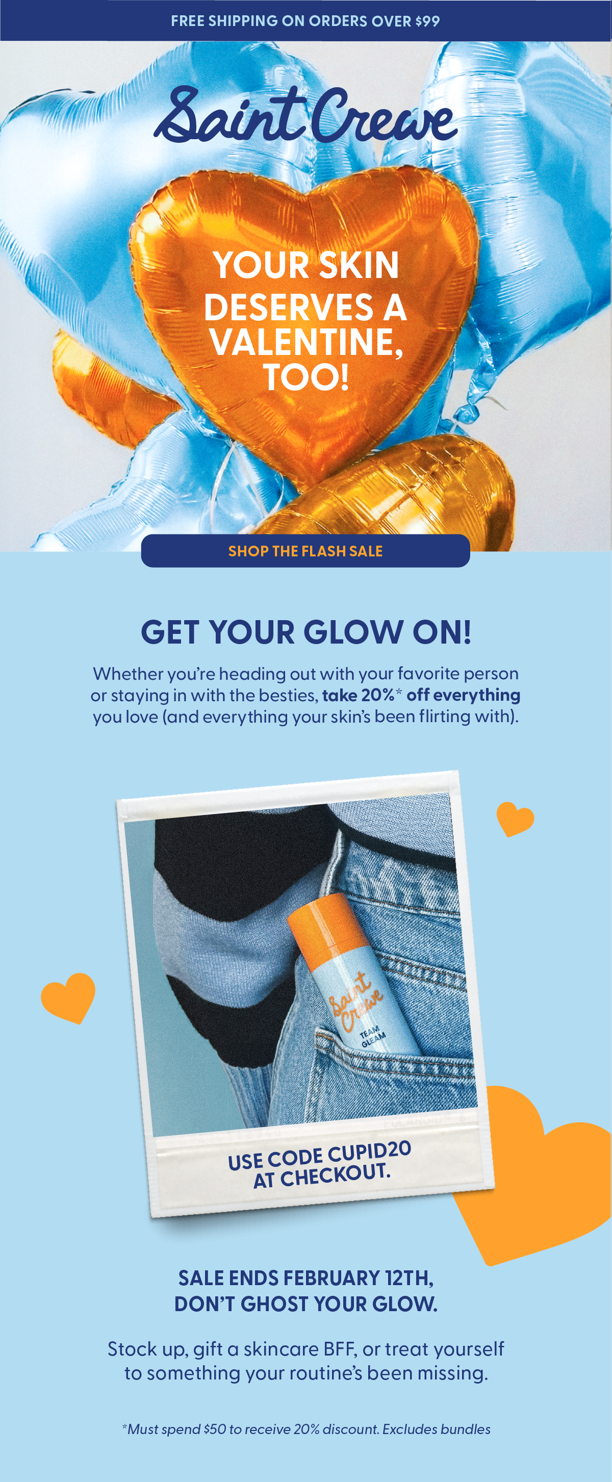 Shop Valentines Flash sale with code CUPID20 at checkout. Must spend $50 to receive discount offer. Not available on sets or bundles.