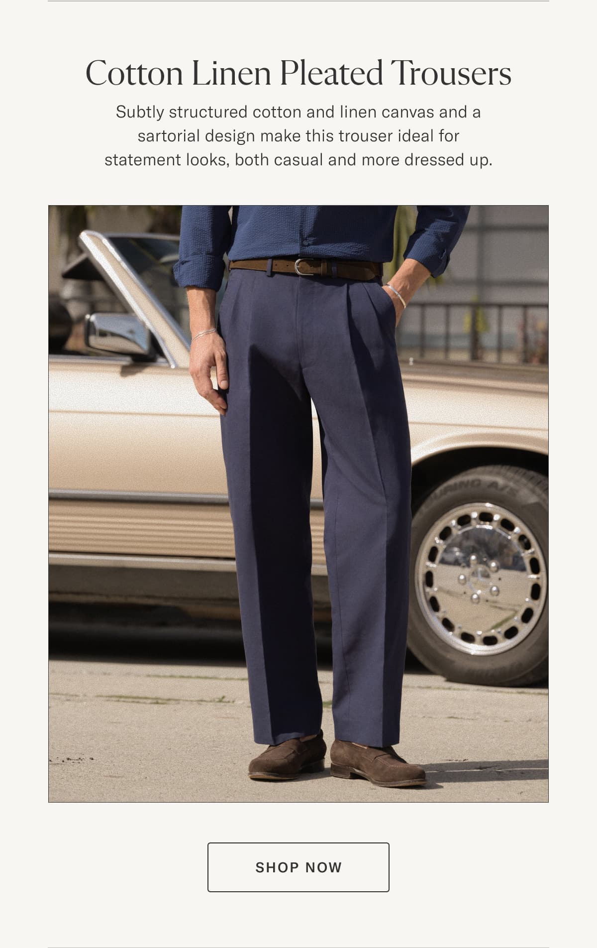 Cotton Linen Pleated Trousers